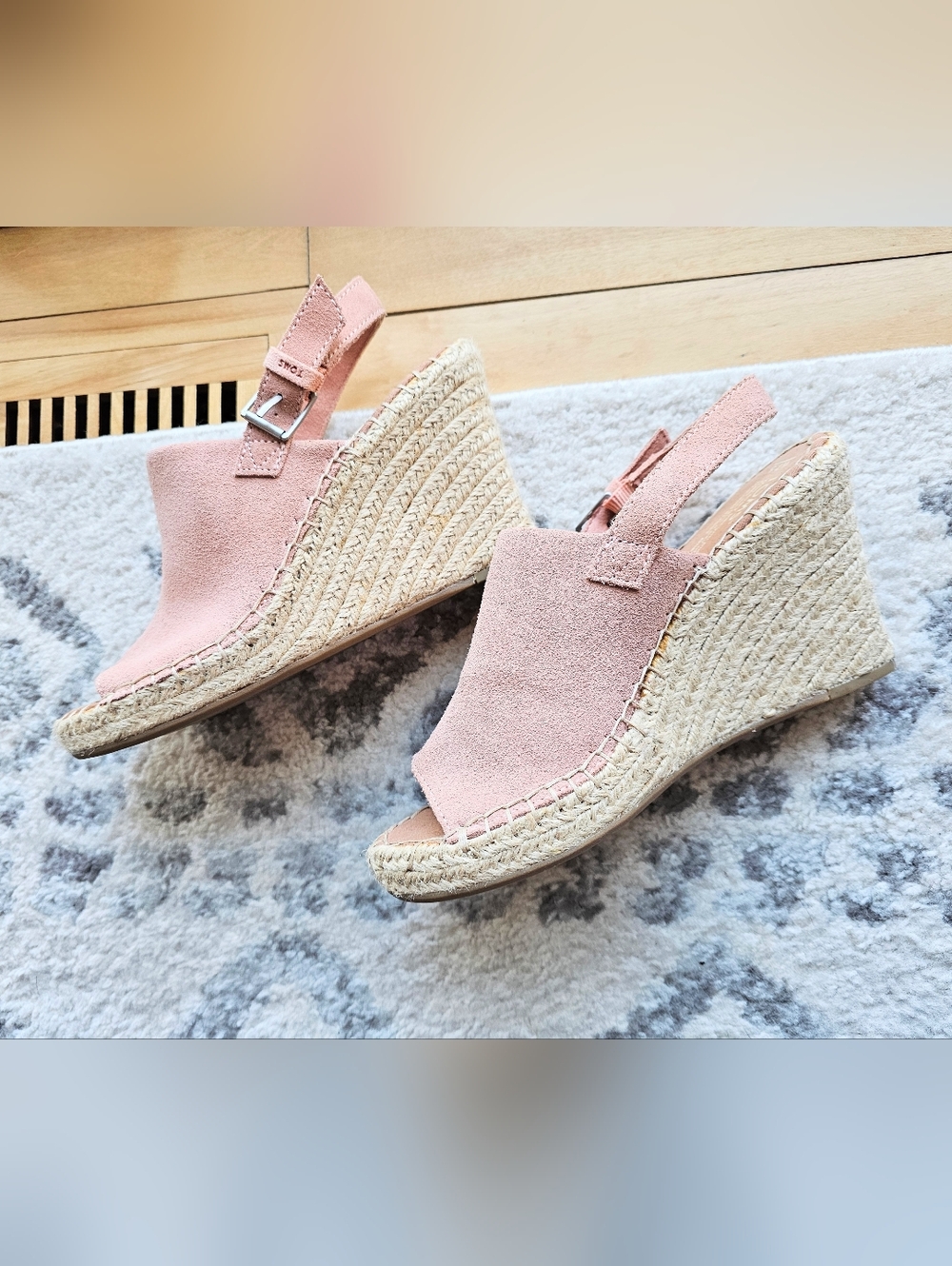 Toms Pink Suede Espadrille Wedge Slingbacks - Picture 6 of 8